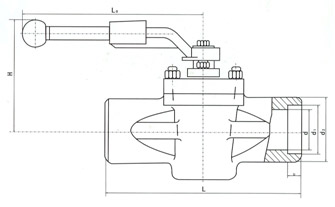 美標(biāo)承插焊式卡套旋塞閥結(jié)構(gòu)示意圖